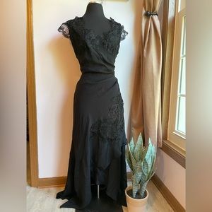 Kobi Halperin Alina lace trim silk crepe de chine cocktail dress